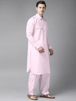 Thumbnail for Fabmade Men Pink Pathani Kurta - Distacart