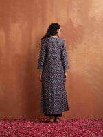 Thumbnail for trueBrowns Black Floral Print A-line Kurta Set - Distacart