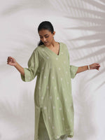 Thumbnail for trueBrowns Green Cotton Floral Embroidered Kurta Co-ord Set - Distacart