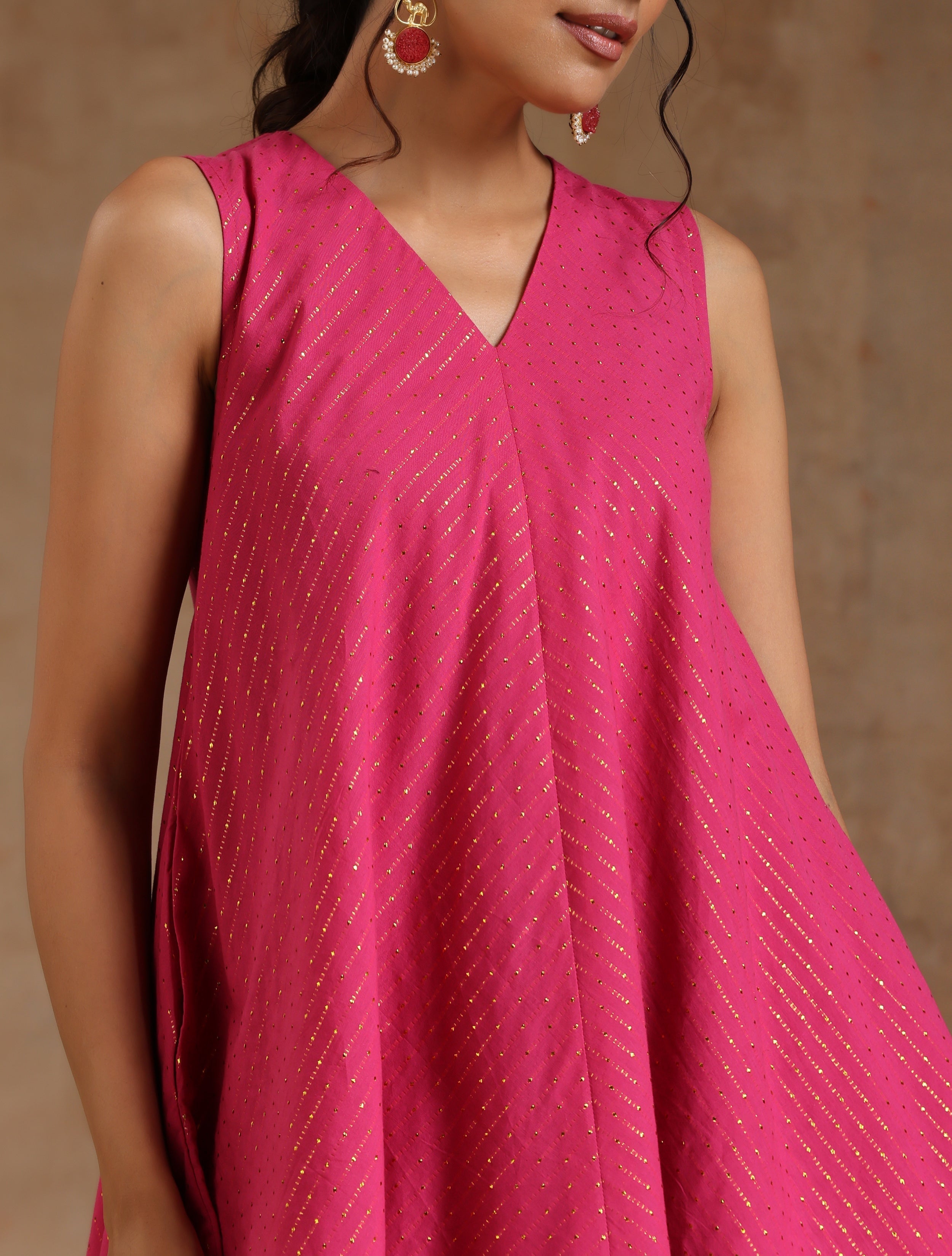 trueBrowns Pink Gold Cotton Handkerchief Co-Ord Set - Distacart