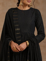 Thumbnail for trueBrowns Black Gold Cotton Anarkali Set - Distacart