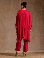 Thumbnail for trueBrowns Red Modal Satin Oversized Round Co-Ord Set - Distacart