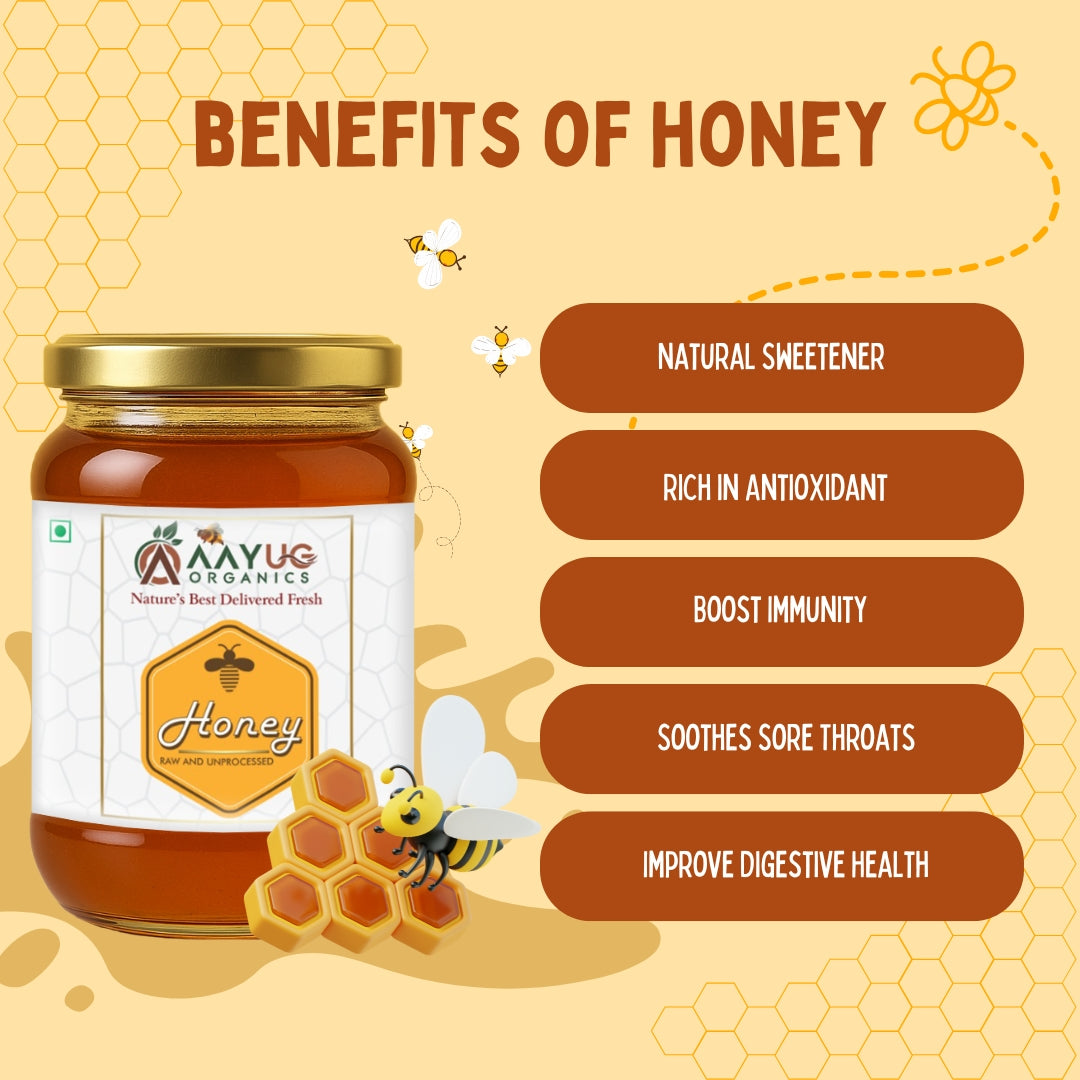 Aayug Organics Organic and Raw Honey, 100% Natural and Ayurvedic, Rich in Vitamins and Minerals - Distacart