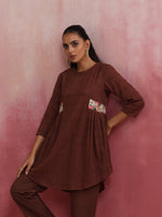 Thumbnail for trueBrowns Brown Cotton Dobby Kurta Co-ord set - Distacart