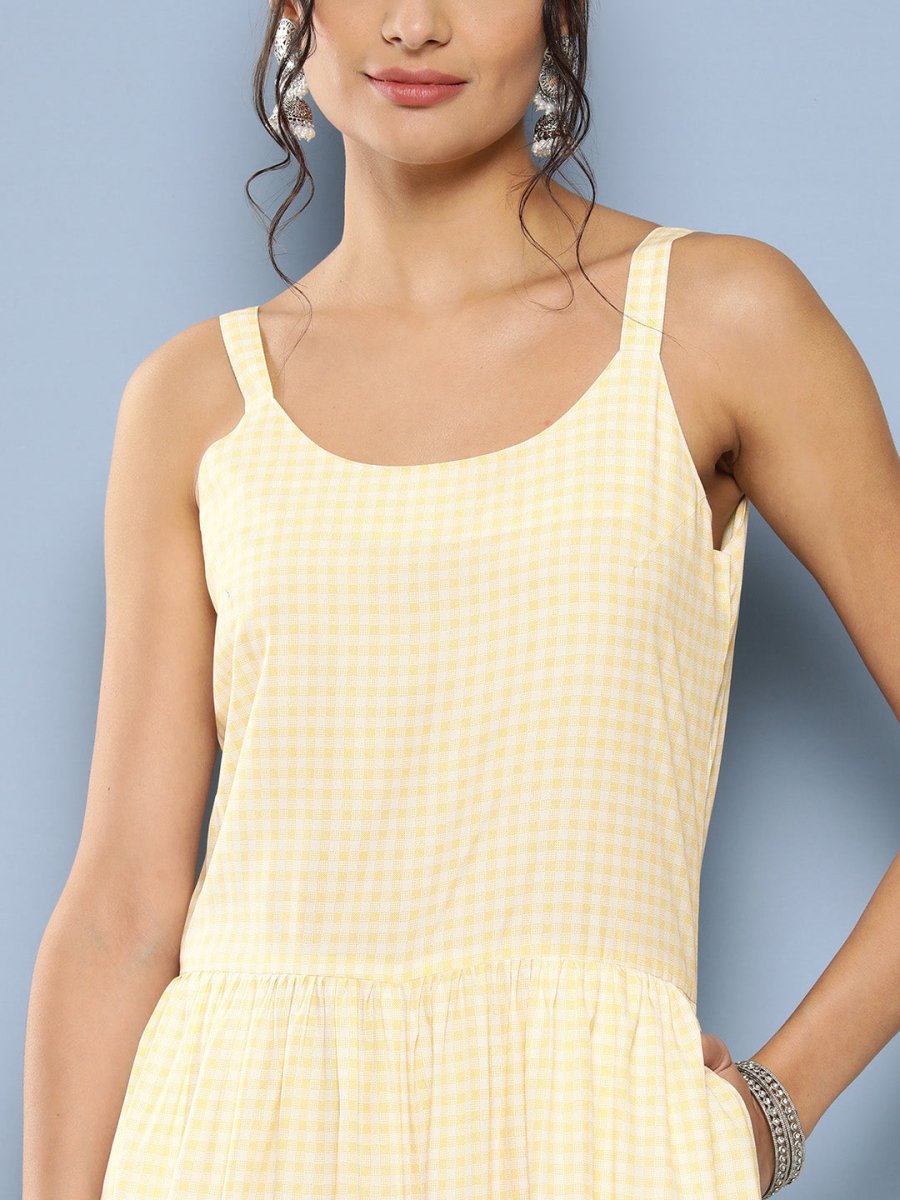 Ahalyaa Checked Waist Tie-Ups Basic Jumpsuit - Distacart