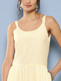 Thumbnail for Ahalyaa Checked Waist Tie-Ups Basic Jumpsuit - Distacart