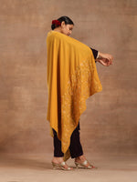 Thumbnail for trueBrowns Mustard Velvet Embroidered Shawl - Distacart