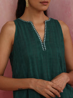 Thumbnail for trueBrowns Dark Green Cotton Dobby Kurta Co-ord set - Distacart