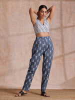 Thumbnail for trueBrowns Grey On Grey Ikat Print Cotton Pant Suit Set - Distacart