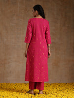 Thumbnail for trueBrowns Pink Gold Cotton Yoke Kurta Set - Distacart