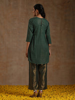 Thumbnail for trueBrowns Dark Green Gold Cotton Side Gather Co-Ord Set - Distacart