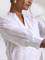 Thumbnail for trueBrowns trueBrown White Cotton Schiffli Kurta Set - Distacart