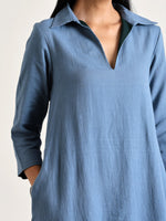 Thumbnail for trueBrowns Light Blue Short Collared Dress - Distacart