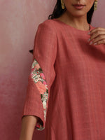 Thumbnail for trueBrowns Peach Cotton Dobby Kurta Set - Distacart