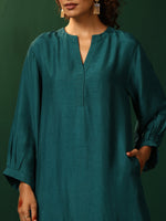 Thumbnail for trueBrowns Teal Silk Relaxed Placket Co-ord Set - Distacart