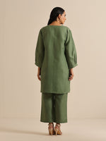 Thumbnail for trueBrowns Olive Green Slub Relaxed Placket Co-Ord Set - Distacart