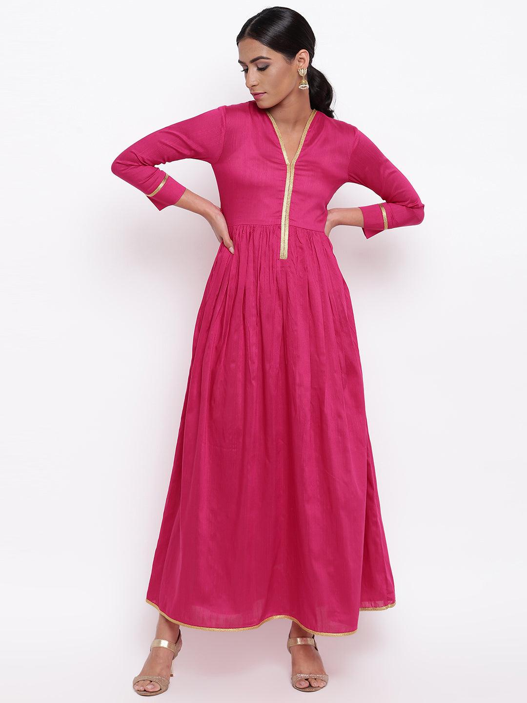 trueBrowns Pink Gold Lace Dress - Distacart