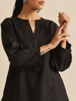 Thumbnail for trueBrowns Black Slub Relaxed Placket Co-Ord Set - Distacart