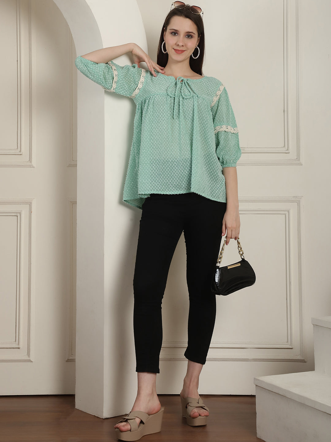 Green Peplum Women's Top - Rasiya