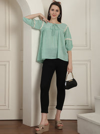 Thumbnail for Green Peplum Women's Top - Rasiya