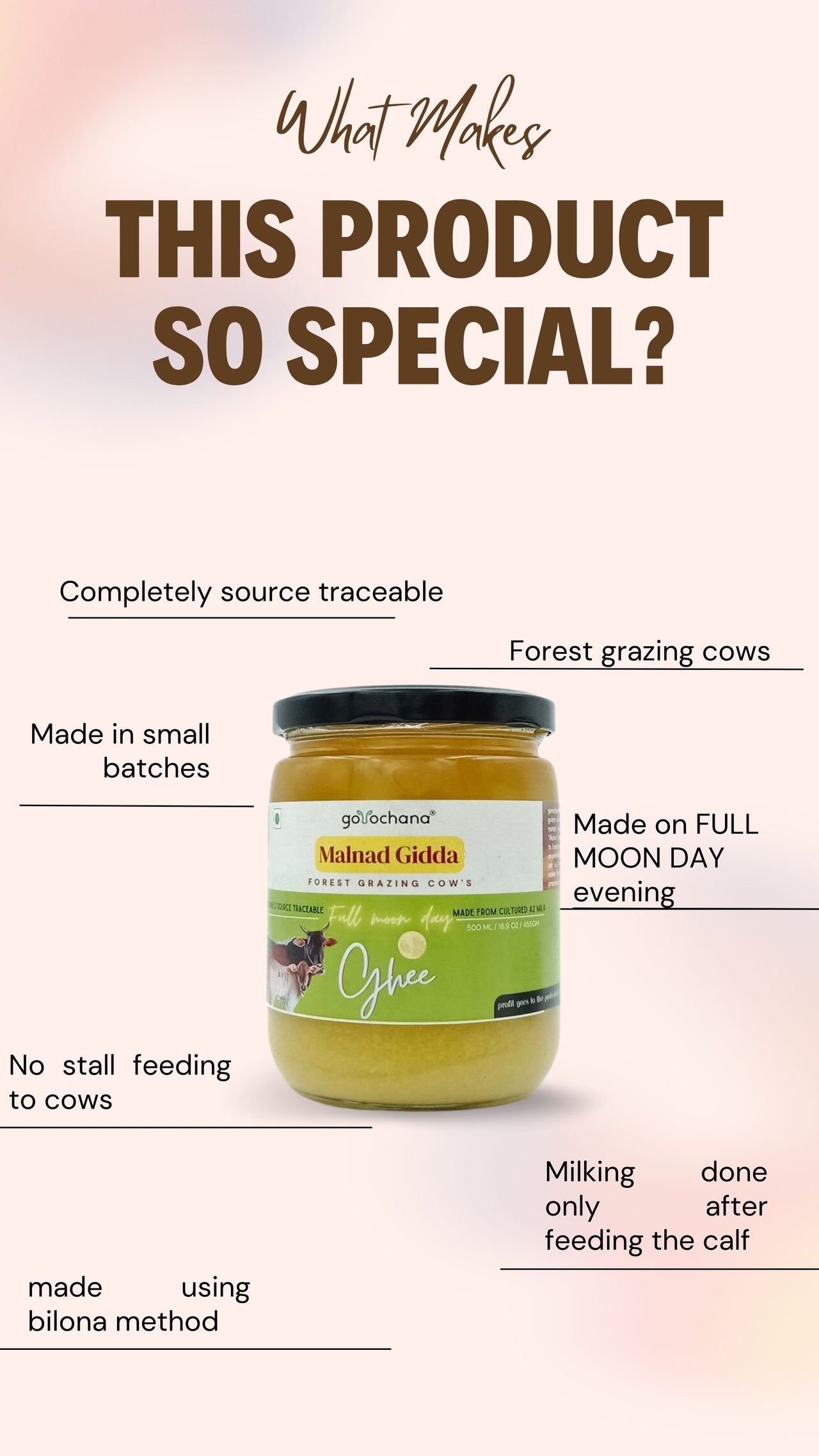 Gorochana 100% Source Traceable Desi Malnad Gidda A2 Full Moon Day Bilona Cow Ghee - Distacart