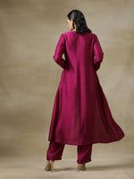 Thumbnail for trueBrowns Purple Textured Silk Overlay Jacket Blouse Pant Set - Distacart