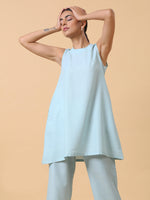 Thumbnail for trueBrowns Cotton Linen Light Blue Sleeveless Co-Ord Set | Relove - Distacart