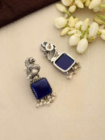 Thumbnail for trueBrowns Silver Tone Turquise Stone Earrings - Distacart