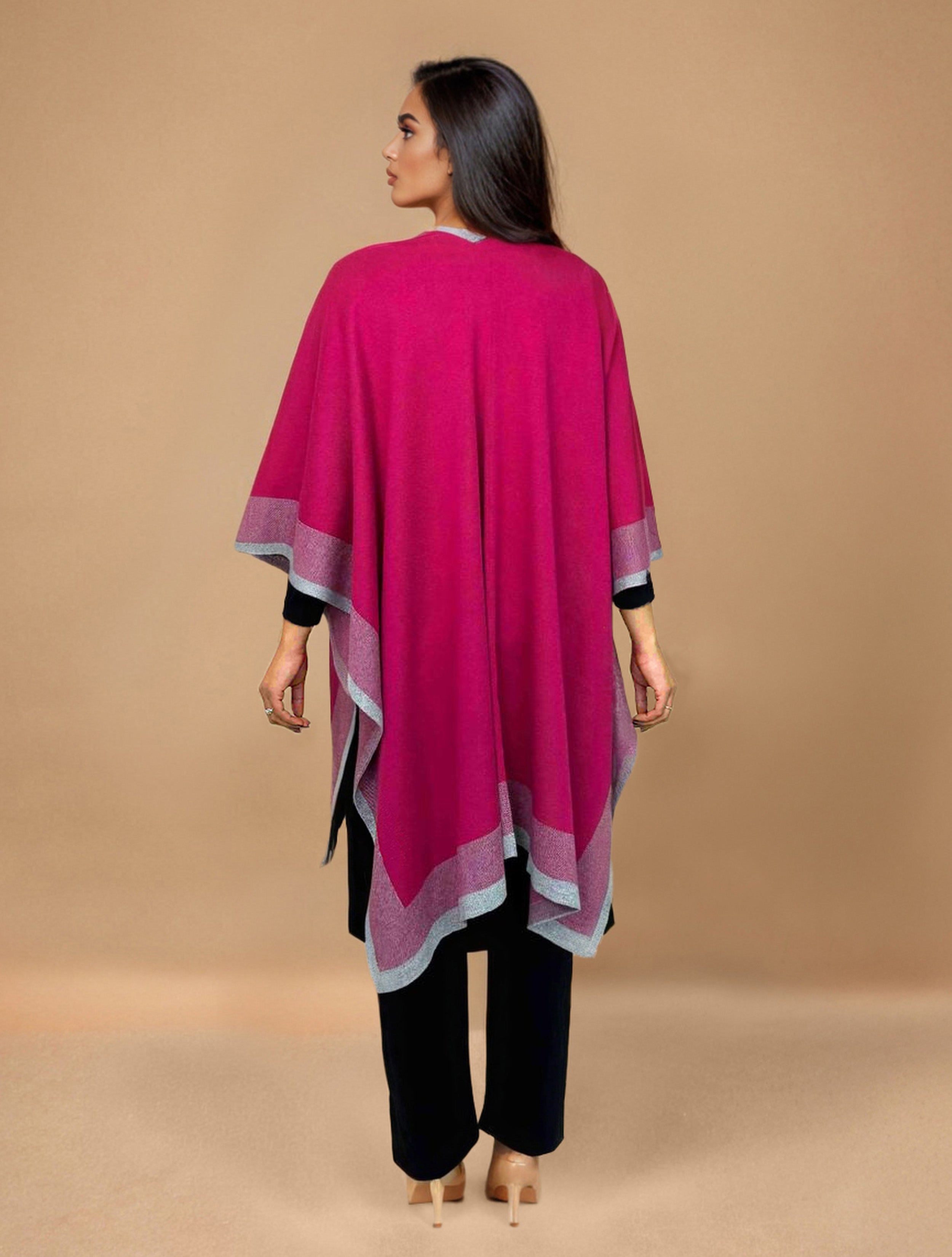 trueBrowns Pink Woollen Kaftan Cape - Distacart