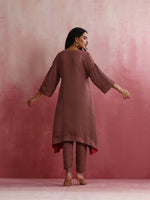 Thumbnail for trueBrowns Brown Modal High low Kurta Set - Distacart