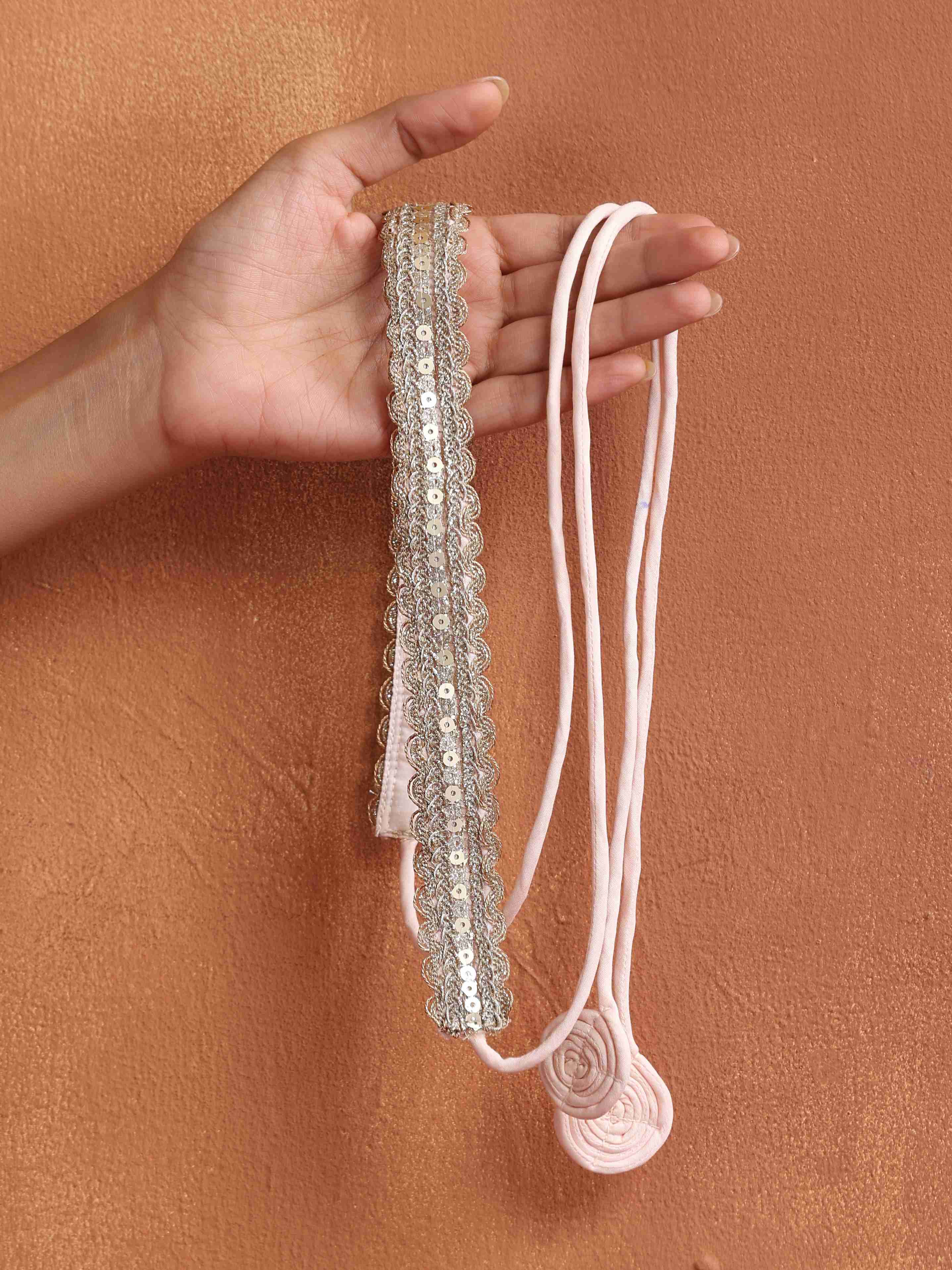 trueBrowns Light Gold Embellished Belt - Distacart