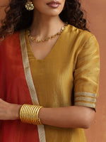 Thumbnail for trueBrowns Gold Tissue Sharara Dupatta Set - Distacart