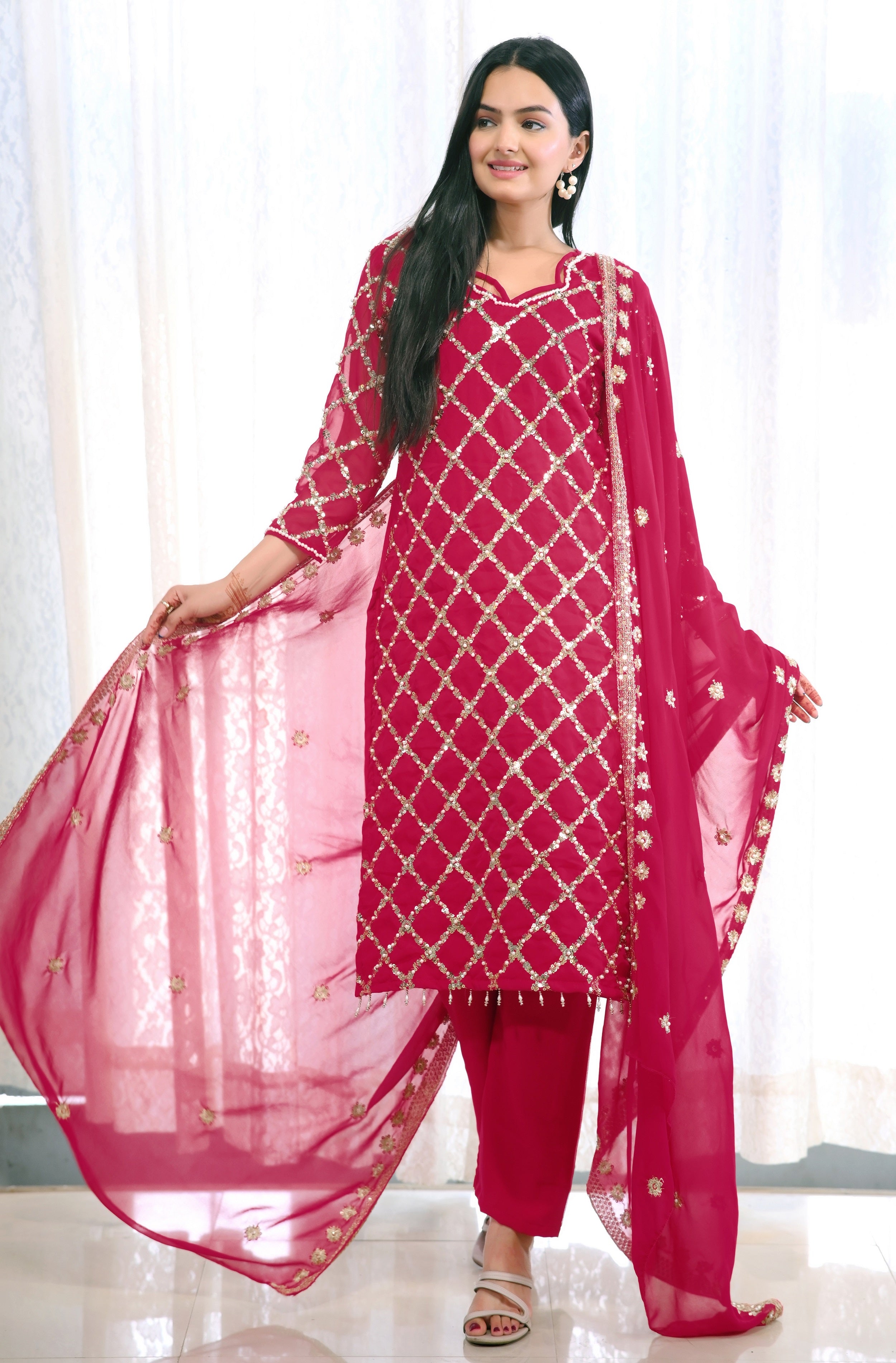 Teeya Creation Rani Color Faux Georgette Silk Heavy Embroidery Work Fully Stitched Salwar Suit - Distacart