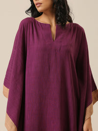 Thumbnail for trueBrowns Plum Purple Slub Texture High Low Kaftan Pant Set - Distacart