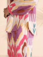 Thumbnail for trueBrowns Pink Cotton Ikat Shirt Co-ord Set - Distacart