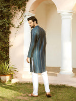 Thumbnail for Fabmade Embroidered Regular Sequinned Chanderi Silk Kurta With Pyjamas - Distacart