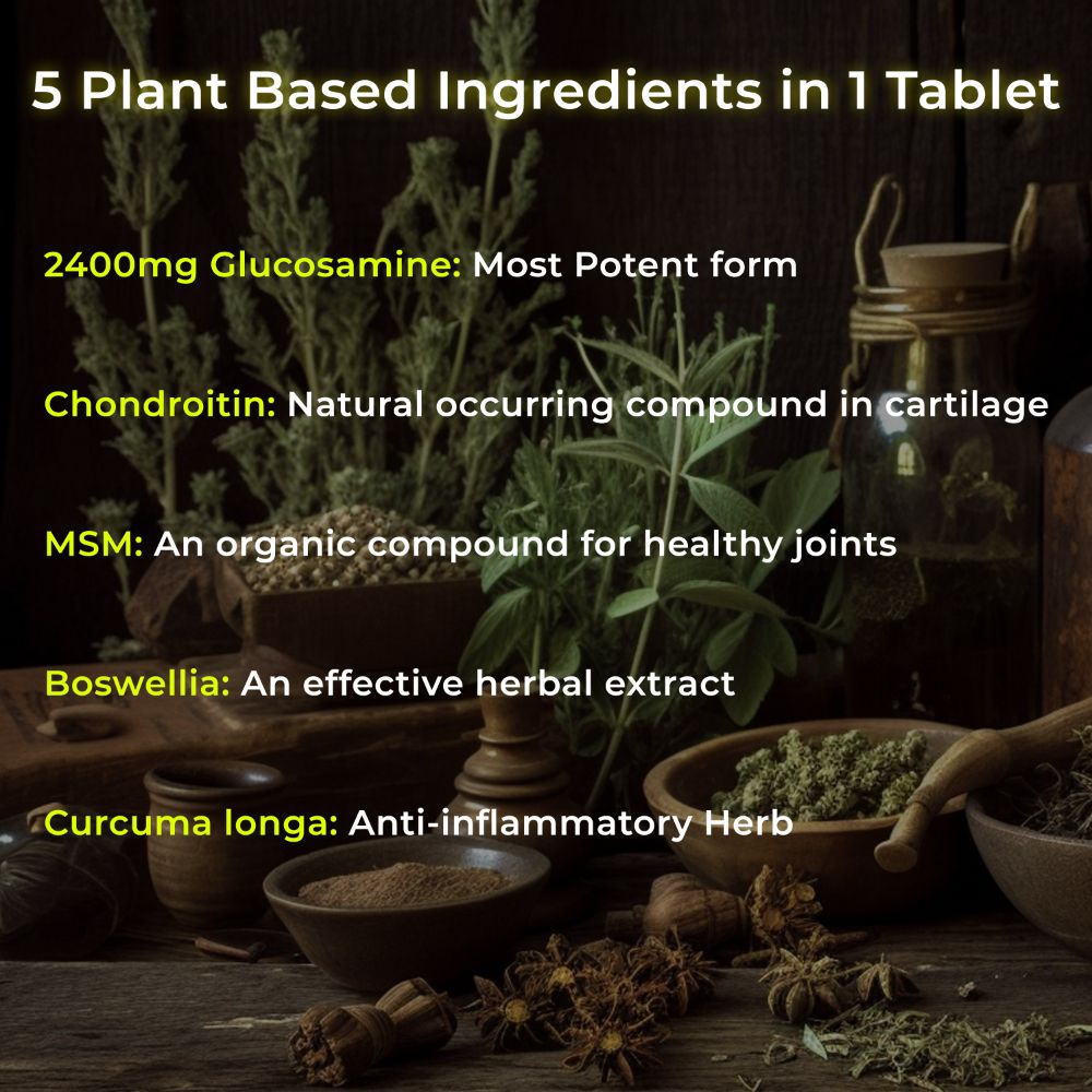 Health Veda Organics Plant Based Glucosamine Chondroitin & MSM Tablets - Distacart