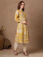 Thumbnail for NOZ2TOZ Women's Stylish Rayon Knee Length Floral Printed Kurti - Distacart