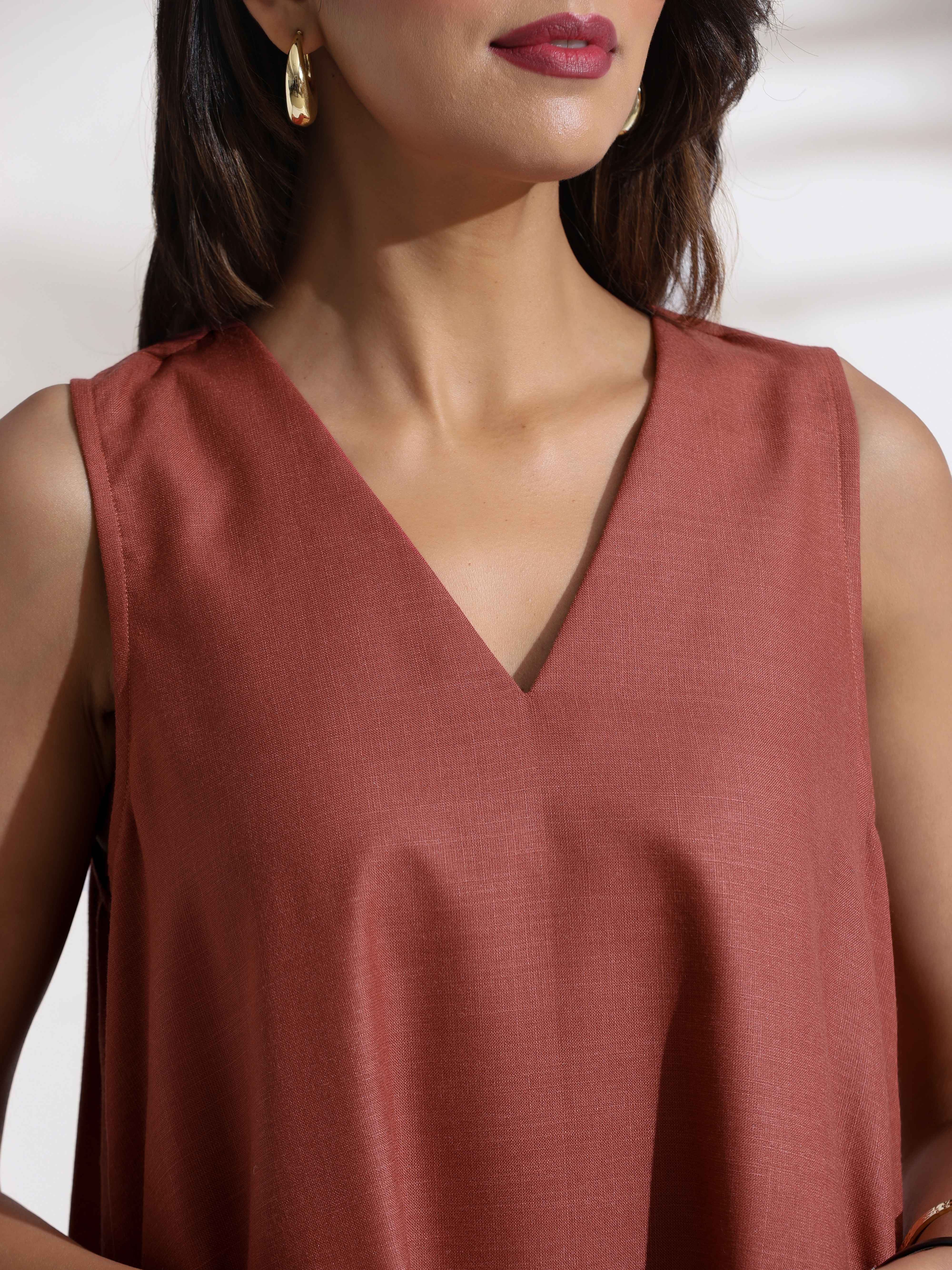 trueBrowns Pink Slub Dress - Distacart