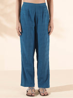 Thumbnail for trueBrowns Blue Cotton Dobby Yoke Co-ord Set - Distacart