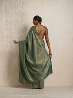 Thumbnail for trueBrowns Dark Green Gold Lurex Ready To Wear Saree - Distacart