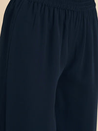 Thumbnail for Anouk Women Navy Blue Chikankari Embroidered Kurta with Palazzos - Distacart