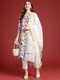Thumbnail for Anouk Women Floral Printed Regular Kurta With Trousers & Dupatta - Distacart