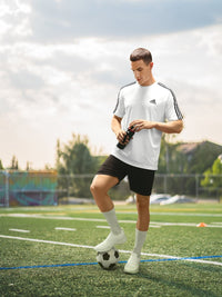 Thumbnail for Adidas Men White Sereno 3-Stripes Brand Logo Printed Football T-shirt - Distacart