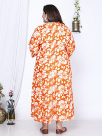 Thumbnail for Swasti Plus Size Floral Printed A-Line Midi Dress