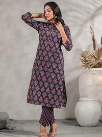 Thumbnail for Anubhutee Ethnic Motifs Printed Shirt Collar Pure Cotton Kurta with Trousers - Distacart
