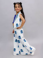 Thumbnail for Lil Drama Shor-Gul White Jacket and Pant With Blue Bustier Set For Girls