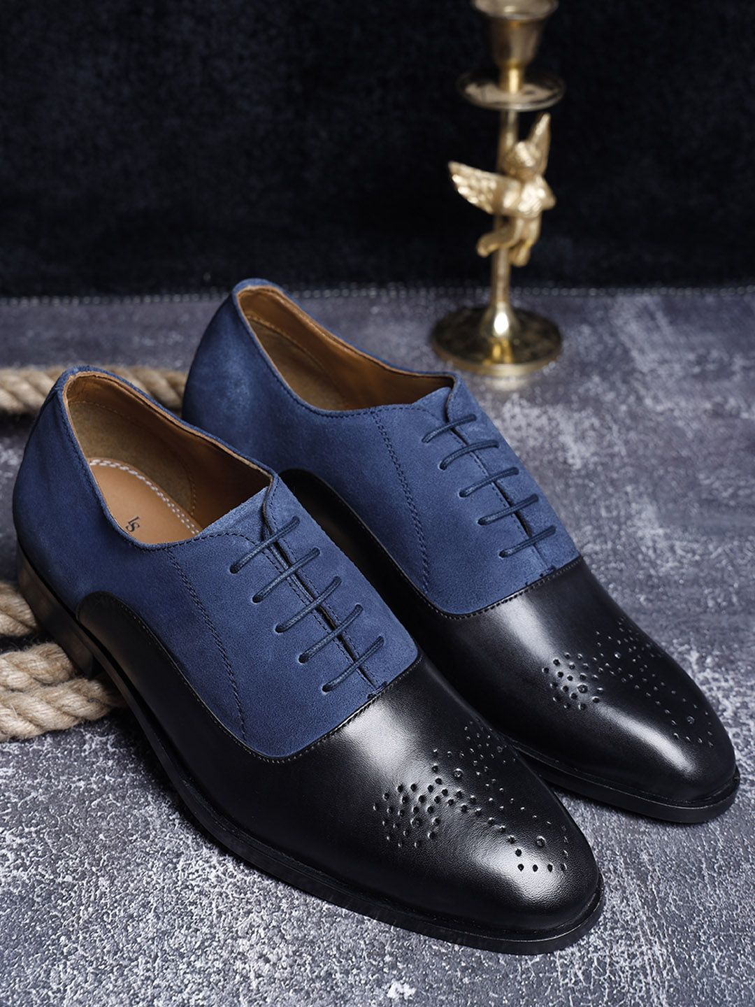 LOUIS STITCH Men Premium Leather Dual Tone Patina Brogue Shoes