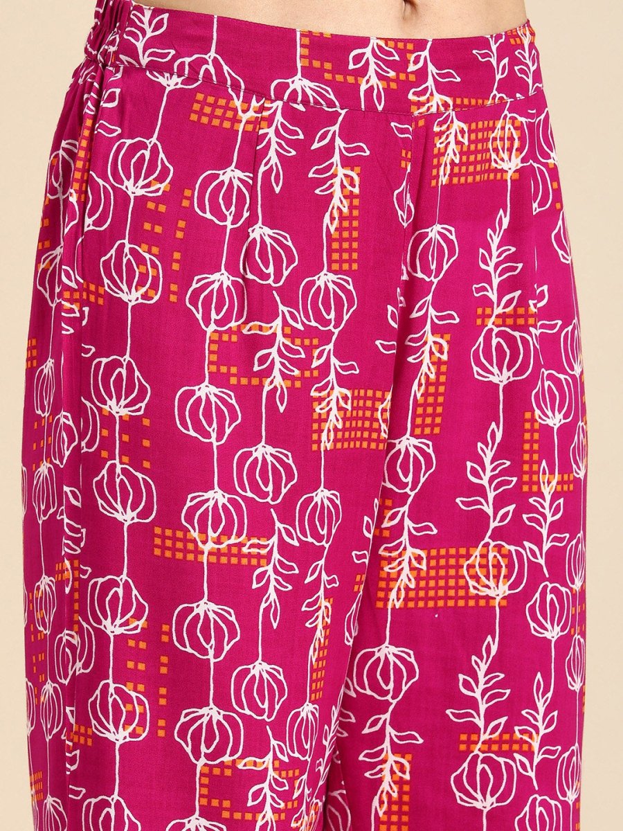 Anouk Women Floral Printed Asymmetric Regular Kurta with Trousers - Distacart