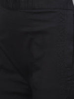 Thumbnail for ADA Women Black & Mustard Yellow Chikankari Embroidered Sustainable Kurta with Trousers - Distacart